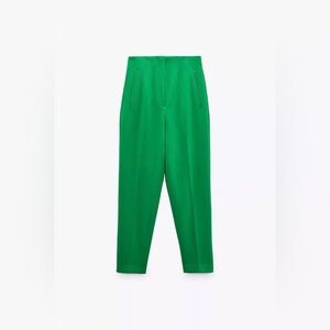 Zara High-Waisted Trousers- Green